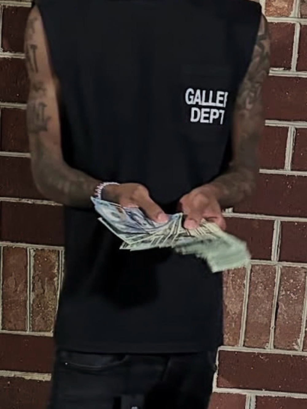 Gallery Dept Black Sleeveless Pocket Logo Tank
